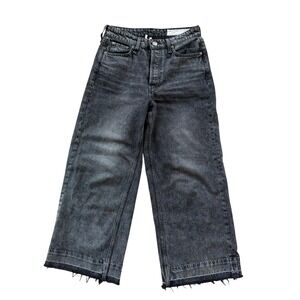 rag & bone Women's Black Washed Wide-Leg Jeans